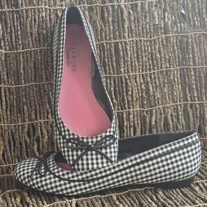 Talbots Black & White Gingham Bow Ballet Flats Size 7